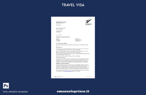 modello di lettera di approvazione del visto per la Nuova Zelanda in stile verif